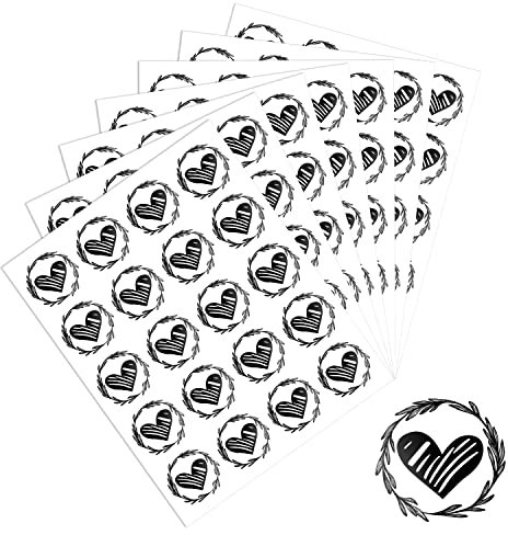 SAVITA 500St 3,2cm Durchmesser Herzaufkleber Hochzeit für Briefumschläge Selbstklebend Umschlag Siegel Rund Bronzierend Herz Aufkleber Groß für Party Einladungskarten Grußkarten Festival (Schwarz)