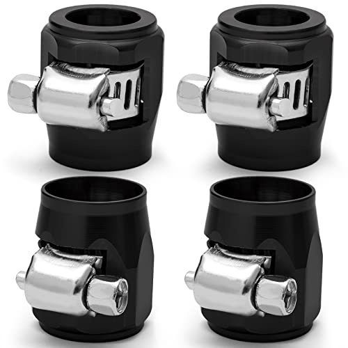 Rierdge AN6 Flexible Schlauchschelle aus Gummi mit Schraubband für Gas/Öl/Kraftstoff/Diesel/Luft und Wasserschlauch, Schwarz, 4 Stück