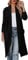 Buetory Womens Duster Trench Coat Elegant Casual Lapel Open Front Draped Wool Blend Pea Coat Outerwear Windbreaker(Black,XX-Large)