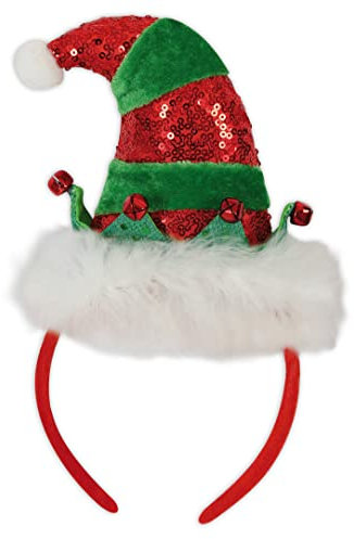 narrenwelt Haarreif Weihnachtself Minihut Elf Wichtel Mütze mit Pailetten Weihnachten Nikolaus Accessoires