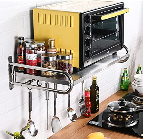 Rejilla para Horno microondas, Soporte montado en la Pared Rejilla de Almacenamiento Decorativa montada en la Pared Soporte para Horno microondas, Rejilla de Almacenamiento de Cocina