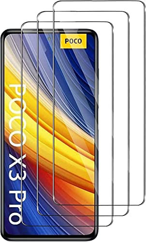 Protector de Pantalla para Xiaomi Poco X3 NFC/Poco X3 Pro, [3 Unidades] Cristal Templado para Xiaomi Poco X3 NFC/Poco X3 Pro,Vidrio templado 9H,Sin Burbujas, Alta Definicion,Anti-Arañazos