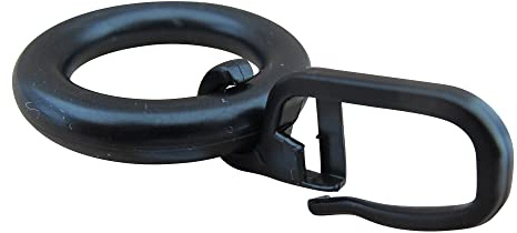 rewagi Gardinenringe mit Faltenlegehaken, Gardinenhaken schwarz, Ø 20, 26, 39 mm (schwarz Ø 20 x 32 mm - 10 Stück)