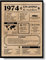 EQUIK PRODUCTS Biglietto Auguri Compleanno 1974 | Regalo Compleanno Originale | Giornale Vintage | Compleanno Uomo | Compleanno Donna | Decorazioni Feste (1974)