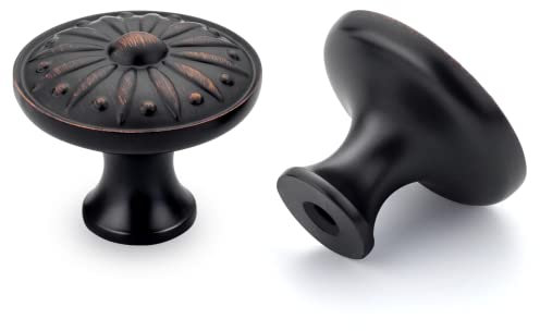 LONTAN Bouton de Meuble Vintage Noir - Lot de 4 Poignées Pour Portes, Placards et Tiroirs - Style Ancien