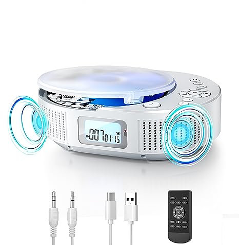 FELEMAN CD Player Portable Upgraded Boombox CD Player & Bluetooth Speaker 2 in 1 Combo, Rechargeable Portable CD Player for Car/Home with Remote Control, FM Radio (2211W)
