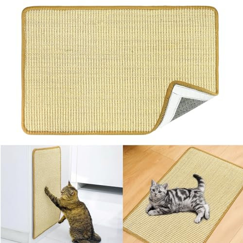 Kratzmatte Katze Wand, 40 * 60CM Kratzschutz Sofa Katze Möbelschoner von Katzen Kratzteppich Sisal für Katze, Horizontale Kratzmatte Ecke Kratzbrett Katzenkratzmatte für Möbel Tür Kratzschutz