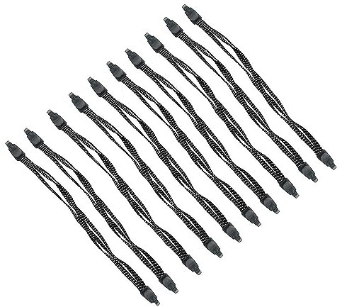 10er Sparpack 65cm Fahrrad Gepäckspanner | Spanngurt Gepäckträger | Fahrradträger Spanngummi | Gepäckgummi mit 2 Haken | Gepäckspanner schwarz-weß - Expander Spannseil Fahrradgurt zur Ladungssicherung