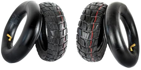 2x Reifen 10 x 3.0 Zoll TT, 255x80, 80/65-6 Offroad Geländereifen inklusive Schlauch mit gebogenem Ventil für 10 Zoll Elektroroller wie IO Hawk, Zero
