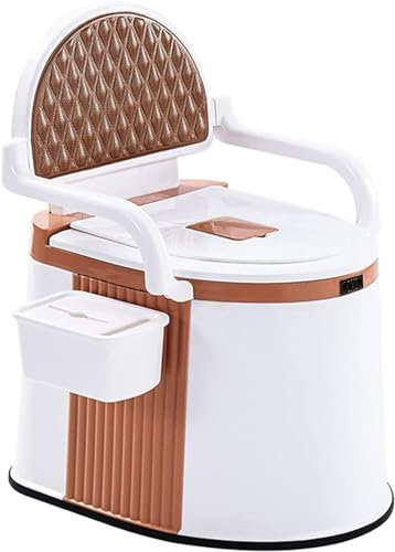 MISKYN Chaise De Toilette Portative, Adulte Toilette Mobile Pot De Chambre Adulte Voyage Toilettes Seau Facile À Nettoyer Personnes Âgées Femmes Enceintes Adulte Max.150Kg,Jaune
