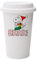 Getagift Snoopy BRR!, Christmas Snoopy with Santa Cap, Wall Eco Insulated White Ceramic Travel Mug, with White Lid.