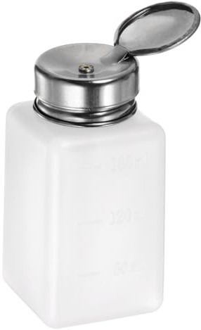 sourcing map Lösemittel Alkohol Spender 180ml(6oz) Drückbare Flüssigkeit Spender Pumpe mit Dichtung Edelstahl Deckel für Aceton Reiniger Poliermittel Entferner Weiß