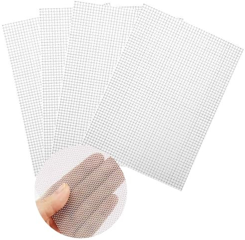 4Pcs Wire Mesh Sheets Stainless Steel Woven Meshes Screen Filter Panels Rodent Mesh Insect Rat Metal Mesh Sheet Fine Metal Rodent Mesh Panels Pest Control Mesh Filter Sheet 210x300MM