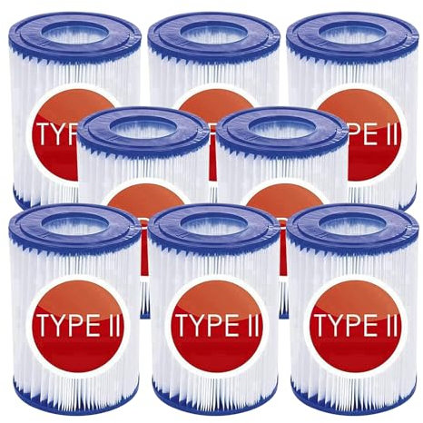 Mscomft Filter Typ 2 für Bestway 58094,Filter größe 2 geeignet für Bestway Steel pro Frame Pool,Familien-Pool,aufblasbarer Pool-Filter(8 Stück)