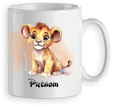 Mug tasse lionceau style simba mignon personnalisable prénom cadeau original style roi lion modèle 4