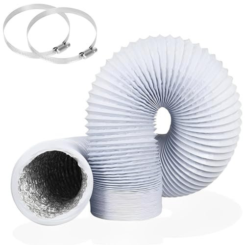 BouGPeng 6 M Manguera de Ventilación 150mm Manguera de Campana Extractora Conducto de Aire Flexible de PVC Extensible Conductos de Ventilación para Aire Acondicionado Extractor Secadora-Blanco