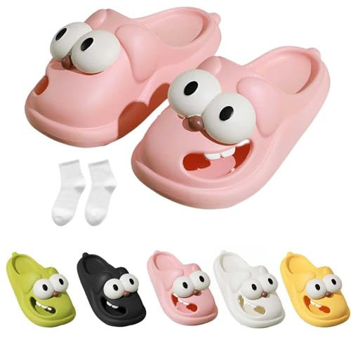 WIWIDANG Tongue Kiss Slippers, Zungenkuss-Hausschuhe, niedliche, lustige 3D-Big Eye Dog Fun-Hausschuhe (Rosa, Erwachsene, Damen, 38, Numerisch (von/bis), EU Schuhgrößensystem, 39, M)