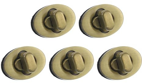 sourcing map 5Pcs Twist Turn Lock Clasp, 0.9 x 0.67 Closures Lock Fasteners for Purse Aluminum Alloy Oval Bag Closure Clip Hardware Accessories for DIY Handbag Craft, Bronze