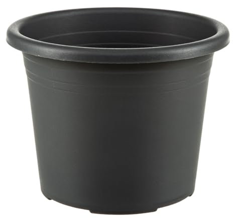Dehner Blumentopf Cylindro, Pflanzentopf frostbeständig/UV-beständig/wetterfest, Pflanzkübel recycelt, ca. Ø 50 cm, Höhe 36 cm, Kunststoff, anthrazit