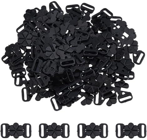 SUPERFINDINGS 60 Coppie 120 Pz Fermagli per Reggiseno In Plastica Nera Davanti Fermagli A Scatto A Forma di Fiore per Costumi Da Bagno e Lingerie Fai Da Te Accessori per Cucire Biancheria Intima