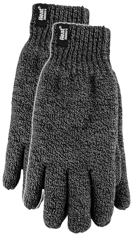 Heat Holders Herren 2 Paar Thermohandschuhe Extra Warme Weiche Strickhandschuhe mit Innenfleece Für Winter (S-M, Grau)