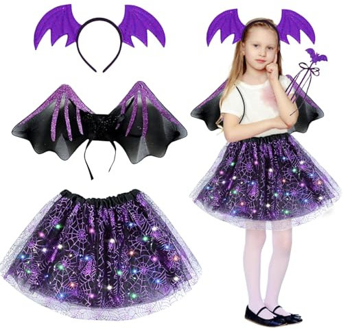 JIASHA Deguisement chauve souris fille,déguisement chauve souris enfant,costume chauve souri-s enfant,deguisement halloween fille chauve souri-s,pour Halloween,Carnaval,Vampire Cosplay Party (B)