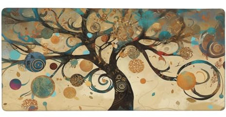 Arbre de la Vie Tapis Souris XXL 1500x800x3mm Grand Tapis de Souris Améliore la Précision et la Vitesse,Fleur Tapis de Souris Gaming Accessoire, Lavable, Mouse Pad pour Gamer Ordinateur,Cadeau Homme