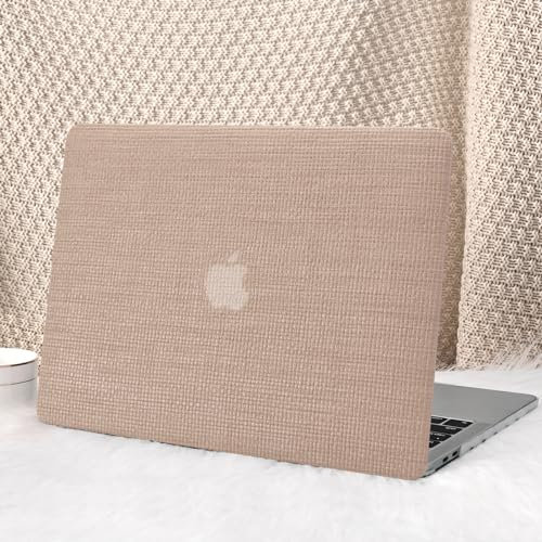 Ksriylm Compatible with MacBook Pro 13 Inch Case M2 2023, 2022, 2021-2016 A2338 M1 A2251 A2289 A2159 A1989 A1708 A1706, Elegant Woven Fabric Leather Plastic Laptop Hard Shell Case,Brown