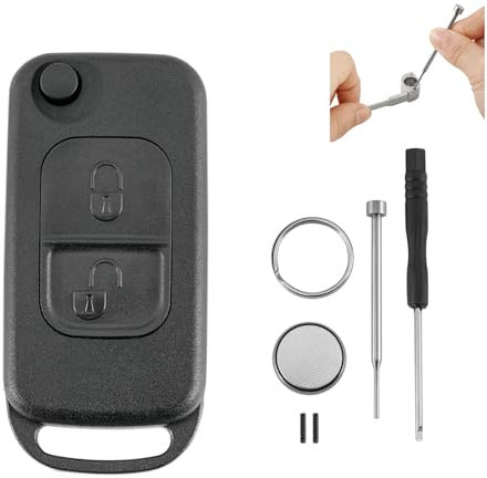 For Mercedes Benz Key Fob A C E S SLK A W168 R170 Class MB and Chrysler Crossfire 2 Buttons Car Key Fob Case Battery CR2032 Pin Removal Tool