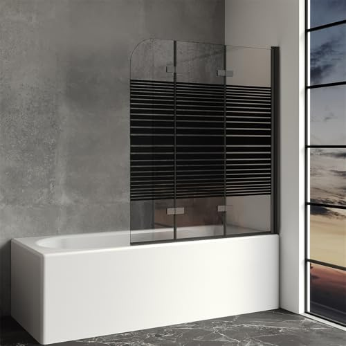 IMPTS Duschwand für Badewanne 120x140 cm Duschtrennwand Faltbare 3-teilig