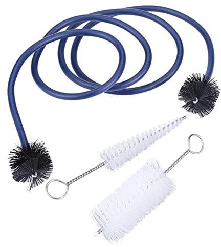 Set di Spazzole per Pulizia a Tromba, Spazzole per Pulizia a Tromba con Manico in Metallo, Leggere e Portatili, Fornite con Cono, Cilindro e Spazzole Blu