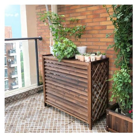 Cubierta protectora para aire acondicionado exterior y bomba de calor, para condensador exterior, resistente a la intemperie, para unidades exteriores, marrón, 80 x 32 x 70 cm