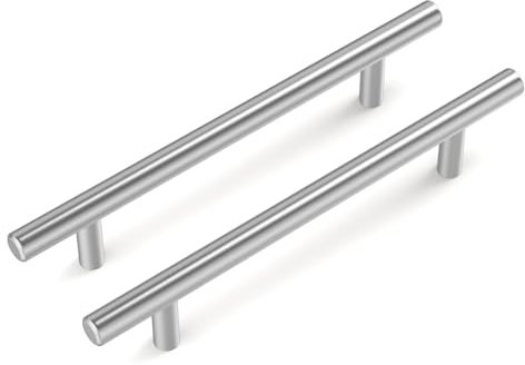 goldenwarm Tiradores para armarios de cocina, 5 unidades, color plateado, para armarios, muebles, cajones, muebles, 128 mm, distancia entre orificios