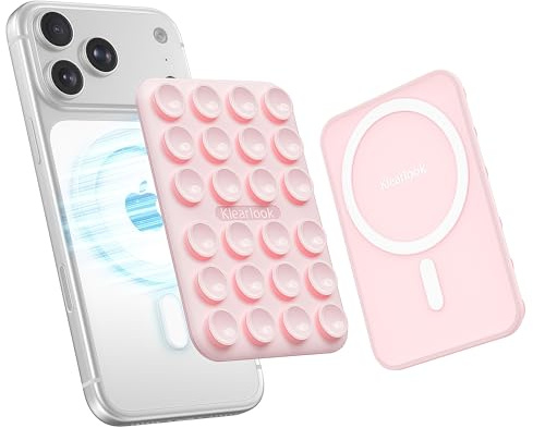 Magnet Handy Saugnapf Halterung Kompatibel mit MagSafe, Freihändig Sticky Magnetische Saugnapf Handyhülle für Selfies & Videos, Saugnäpfe Handyhalter für Alle Handy Modelle, Hellrosa