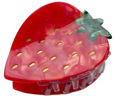 WeddHuis Sommer Haarklammern, Süße Erdbeer Haarklauen Clips, Kleine Cellulose Acetat Haarspangen für Frauen, Leicht und Bunt (Rot)