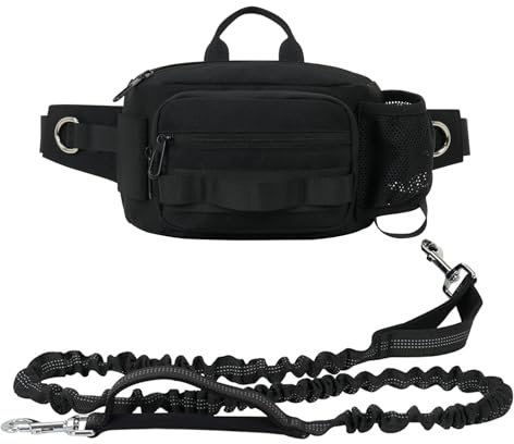 SOUUXIU Freihändige Hundeleine, einziehbare Bungee-Leine mit Gürteltasche für das Hundetraining und Spaziergänge