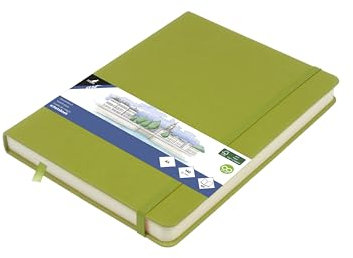 Kangaro Art Skizzenbuch A5 Lime Green PU Hardcover 80 Blatt 140 Gramm cremefarbenes Papier mit Gummiband und Band