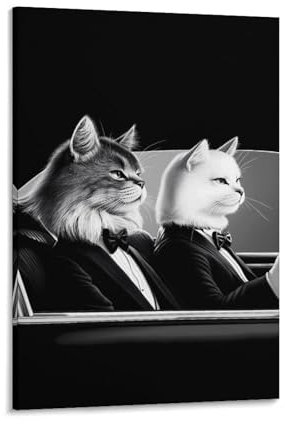 aaaaab Pulp Fiction Katzen-Wanddrucke für Wohnzimmer, Tiere, Toilette, Wandkunst für Geschenke, Badezimmer, Zuhause, Küche, Büro, Dekoration, 30 x 45 cm