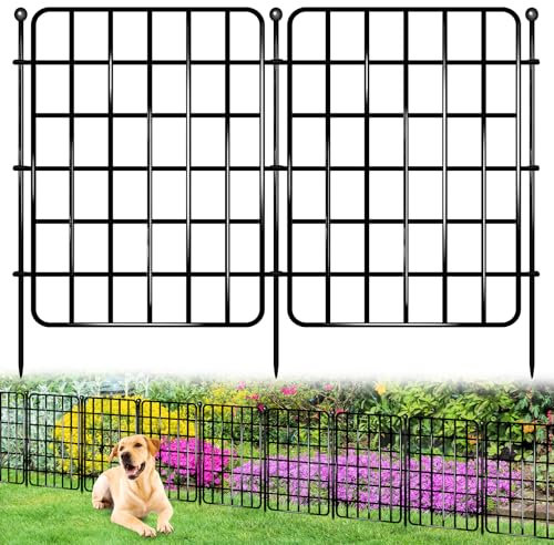 Gartenzaun, Tierbarriere, 9,1 m x 43,2 cm, 28 Paneele, kein Graben, rostfreies Metall, dekorativer Gartenzaun mit Erdspieß, Beeteinfassung, Umrandung für Hund, Kaninchen, Outdoor-Hof, Terrasse,