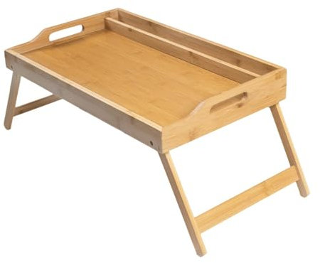 JISADER Betttablett Aus Holz, Snack Frühstückstablett, Vielseitig Einsetzbar, Erhöhte Kanten, Stehpult