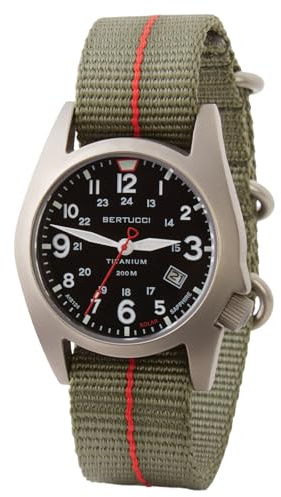BERTUCCI A-7TS Retrospec, Solaruhr, schwarzes Zifferblatt, Titan-Felduhr