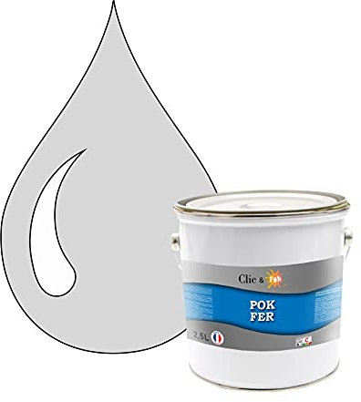 POK Peinture Fer Antirouille – Métal Extérieur Intérieur, Satinée, Protection Rouille - 10L - RAL 7035 Gris clair
