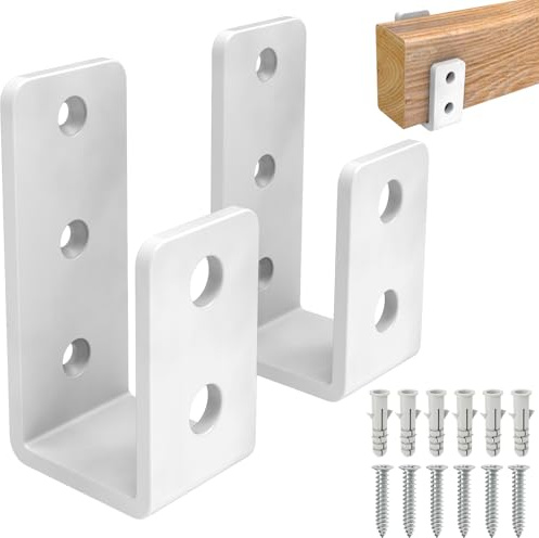 Supports de barricade de porte de 2 x 4, supports de sécurité en forme de U pour bois, abris de jardin, portails et portes de sous-sol (serrure à bois 2 x 4) 3 mm blanc