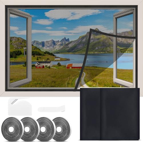 Mosquiteras para Ventanas 2 Set, Mosquitera Ventana130x150cm, Mosquitera Autoadhesiva, Mosquiteras sin taladrar ni atornillar,Para todas las ventanas, tragaluces