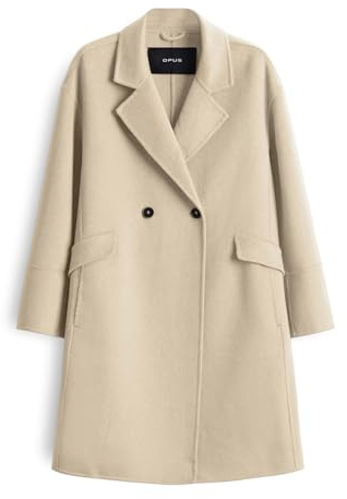 OPUS Damen Mantel | HAVILDA Doppelreiher aus Double Wollmix Macadamia, 42
