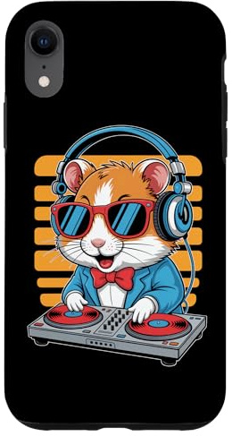 Animale DJ Hamster Con Cuffie Divertente Custodia per iPhone XR
