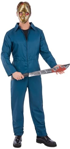 Smiffys Adults Unisex Navy Boiler Suit Costume All in One Jumpsuit Halloween Fancy Dress Outfit for Men and Women, Medium