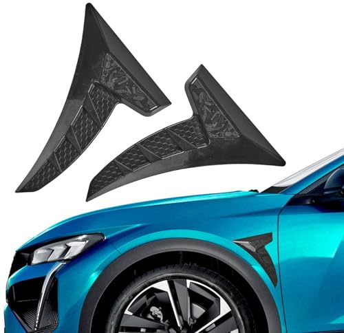Blueshyhall 2 Stück Auto Lufteinlässe Kotflügel mit Forged Carbon Waben Motive, Lufteinlass Seitenflügel Fender Deko Aufkleber Seiten Universalle, Auto Radlauf Zierleisten Sticker (Schwarz)
