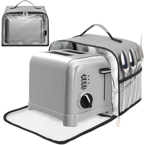 Toaster Cover 2 Slice with Aluminum Foil Lining and Base Compatible with Cuisinart/BELLA/Black and Decker,Cover only,Grey