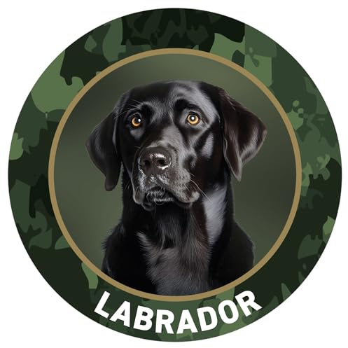 Labrador schwarz Jagdhund Premium Hunde Aufkleber für Auto, Pkw, Kfz, Kofferraum oder Autoscheibe - mit Hunde und Jagdhundemotiven, Ø 10 cm - Made in Germany